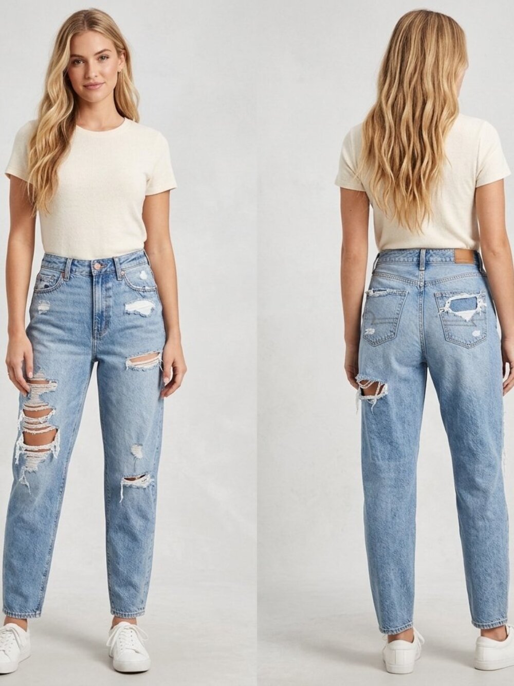 American Eagle Relaxed Mom Jeans Size 000 Regular Distressed High Rise Denim